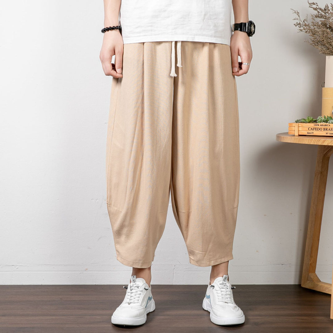 Herren Lässige Palazzo-Hose mit Kordelzug und konischem Knöchelabschluss Echoarchiv