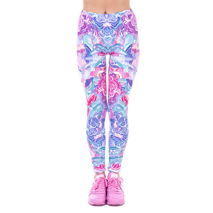 Damen Mandala-Ombre Leggings mit hohem Bund und formendem Stretch echoarchiv-