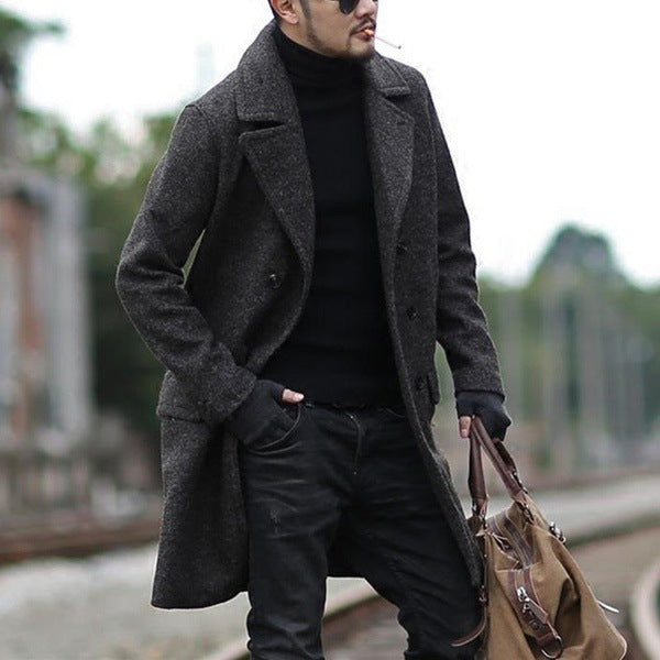Herren stylischer Wollmantel mit doppelter Knopfreihe und breitem Revers Echoarchiv