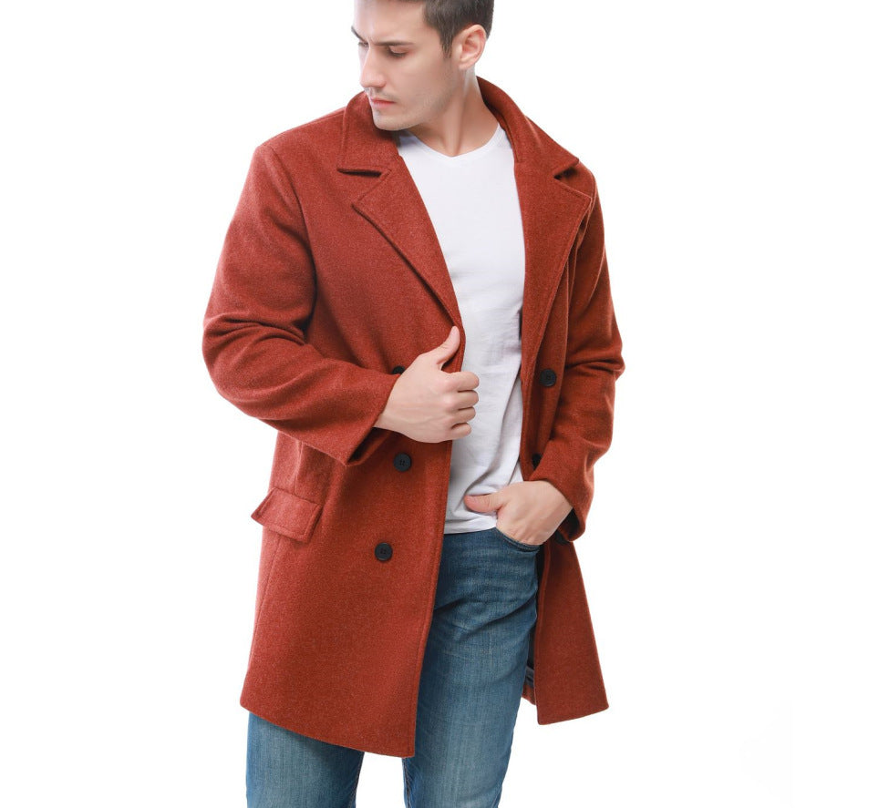 Herren stylischer Wollmantel mit doppelter Knopfreihe und breitem Revers Echoarchiv