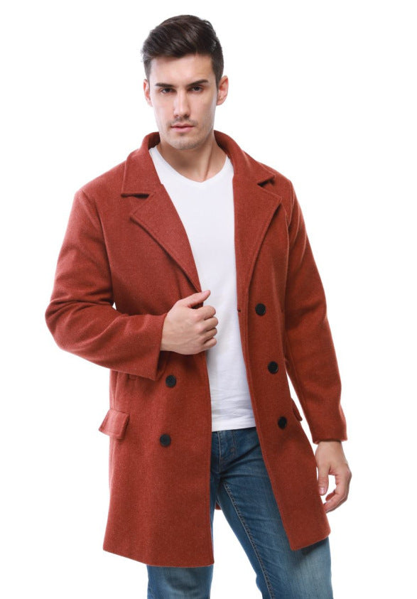 Herren stylischer Wollmantel mit doppelter Knopfreihe und breitem Revers Echoarchiv