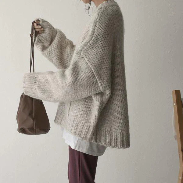 Bequemer Oversize-Pullover mit Tasche – Mavelle