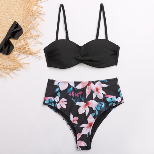 Damen Bikini-Set mit elegantem Bustier-Oberteil und hoch taillierten Unterteilen Echo Archiv