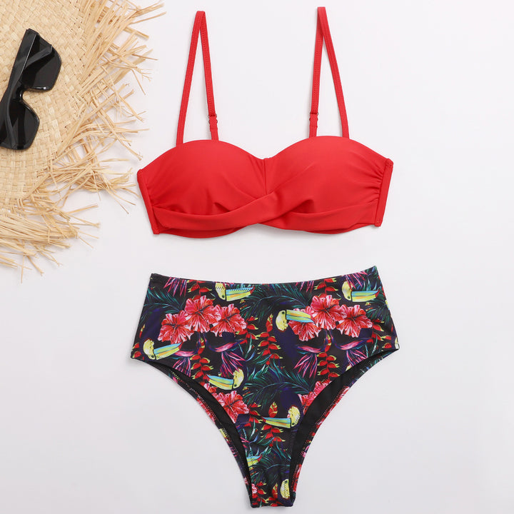 Damen Bikini-Set mit elegantem Bustier-Oberteil und hoch taillierten Unterteilen Echo Archiv