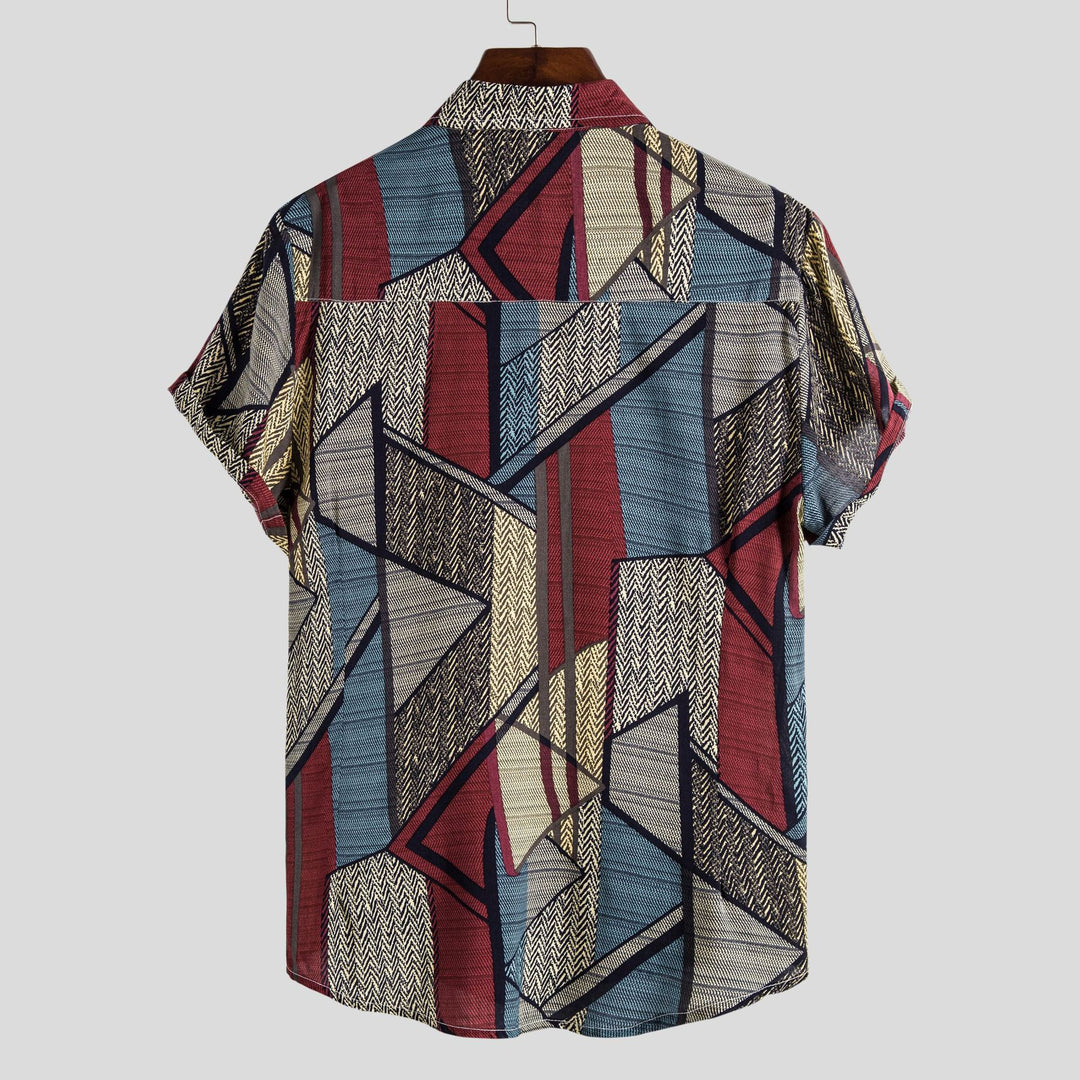 Herren Kurzarmhemd mit kreativem geometrischen Design und leichtem Stoff Echoarchiv