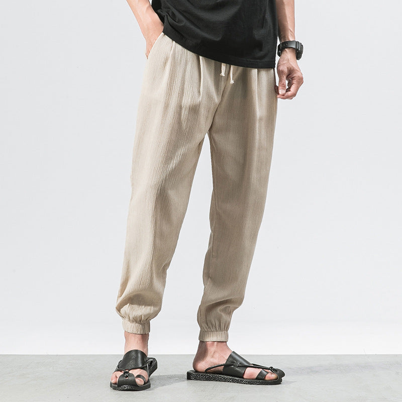 Herren nan leichte Leinenhose mit Tunnelzug und elastischen Bündchen Echo Archiv