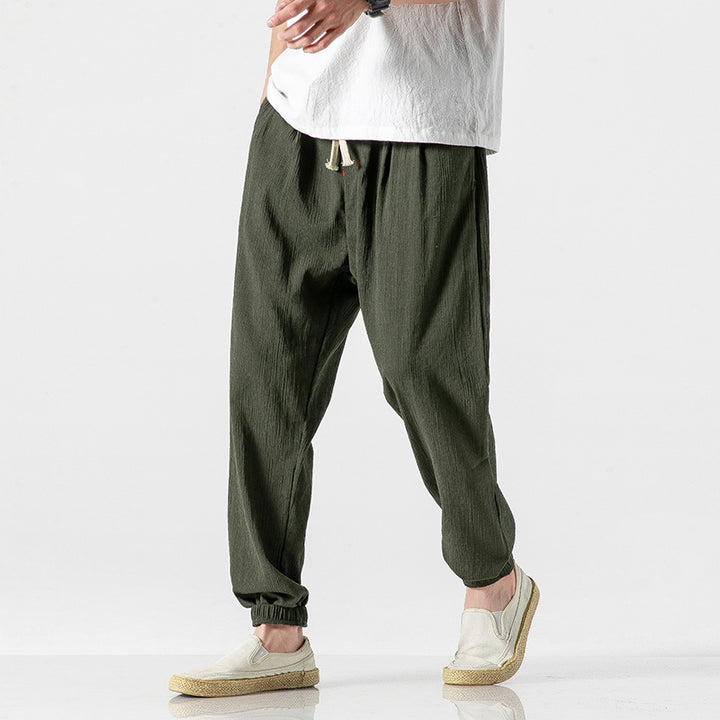 Herren nan leichte Leinenhose mit Tunnelzug und elastischen Bündchen Echo Archiv