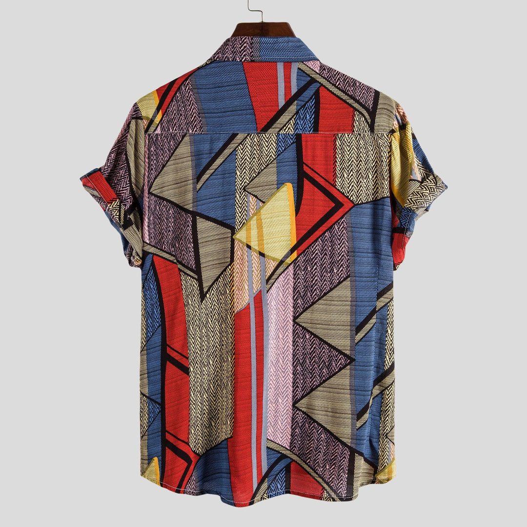 Herren Kurzarmhemd mit kreativem geometrischen Design und leichtem Stoff Echoarchiv