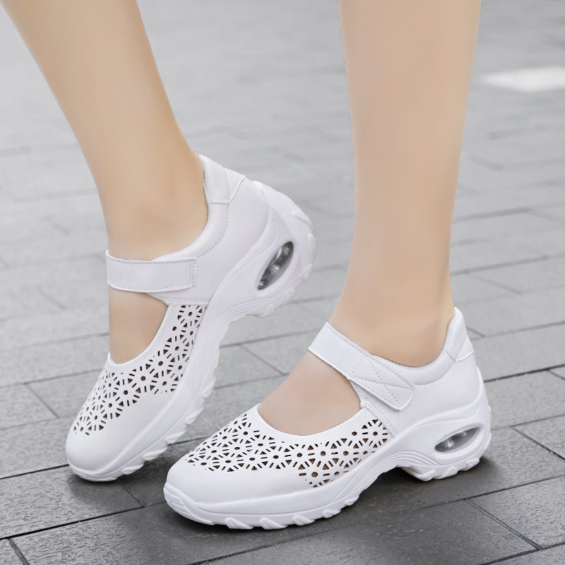 Damen nan perforierter Riemchenschuh mit Luftkissenprofil und Klettverschluss Echo Archiv