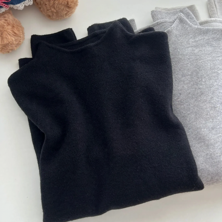 Damen-Strickpullover mit Stehkragen, einfarbig