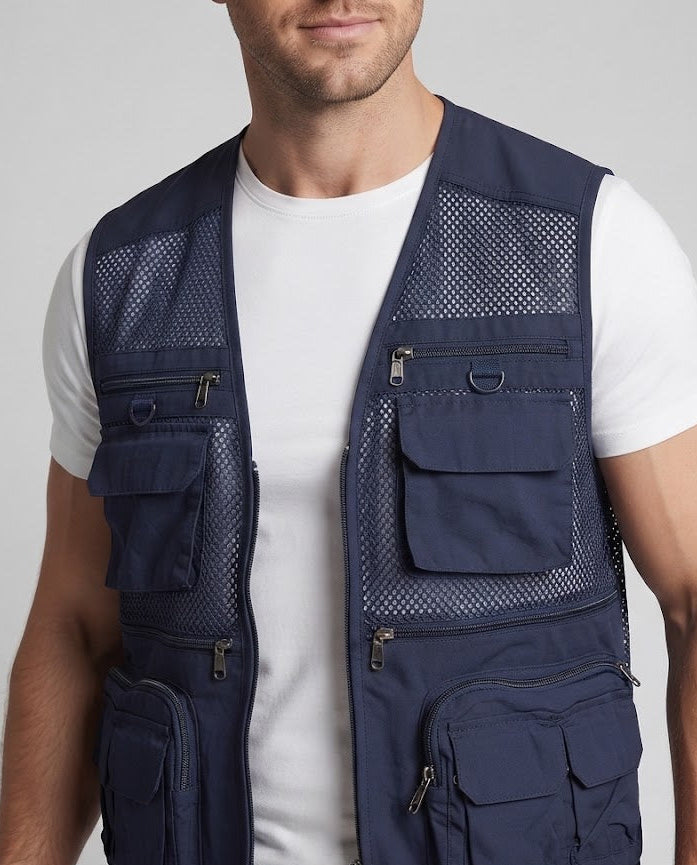 Herren multifunktionale Mesh-Utilityweste mit Mehrfachtaschen Echoarchiv