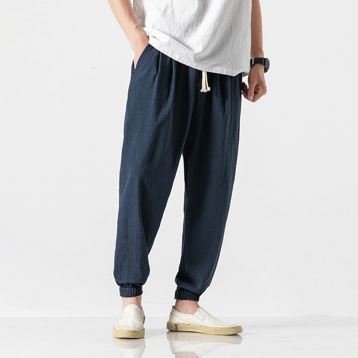 Herren nan leichte Leinenhose mit Tunnelzug und elastischen Bündchen Echo Archiv