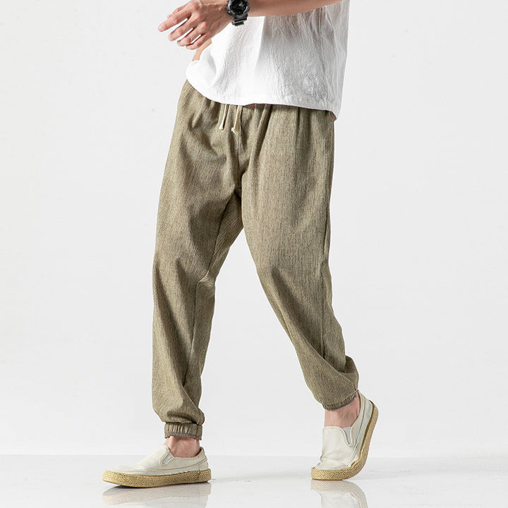 Herren nan leichte Leinenhose mit Tunnelzug und elastischen Bündchen Echo Archiv