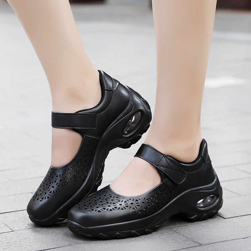Damen nan perforierter Riemchenschuh mit Luftkissenprofil und Klettverschluss Echo Archiv