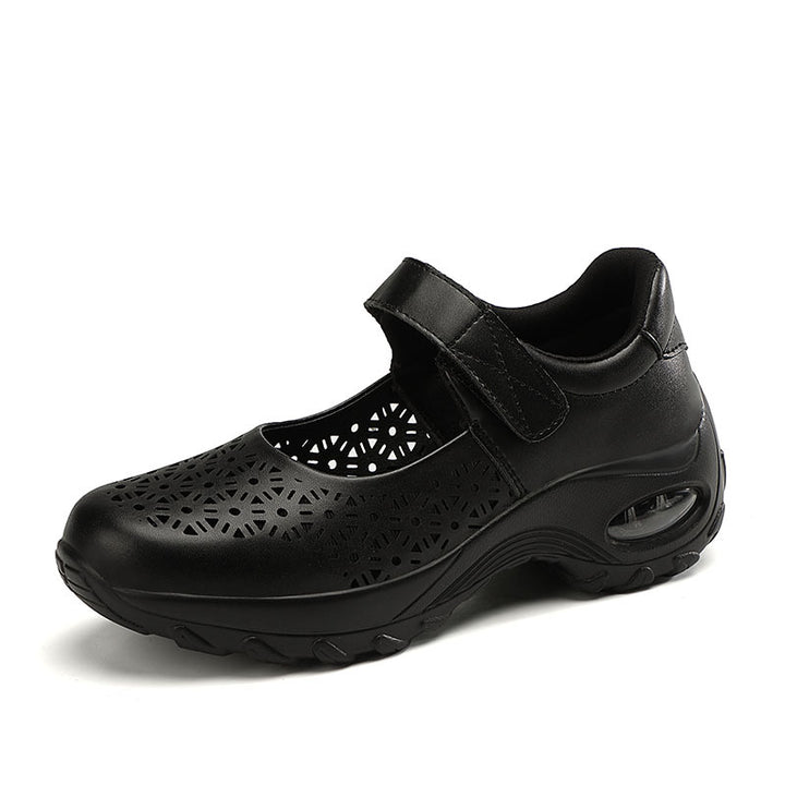 Damen nan perforierter Riemchenschuh mit Luftkissenprofil und Klettverschluss Echo Archiv