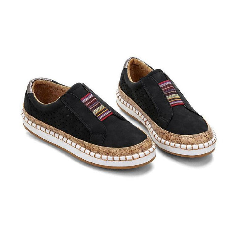 Damen nan lässige Wildleder-Slipper mit Perforation, elastischem Einsatz und Korkbesatz Echo Archiv