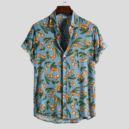 Herren Kurzarmhemd mit fruchtigem Print und lässigem Schnitt Echoarchiv
