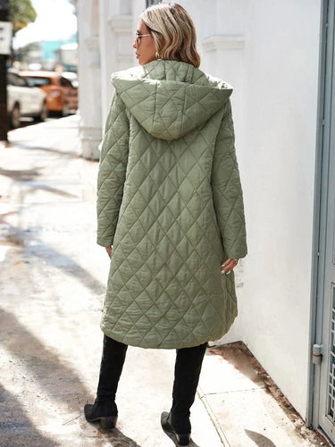 Echoarchiv | Kapuzen-Daunenjacke für Damen - lange gep quiltete Jacke