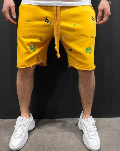 Herren Bequeme Sweatshorts mit farbenfrohen Logos und elastischem Bund Echoarchiv