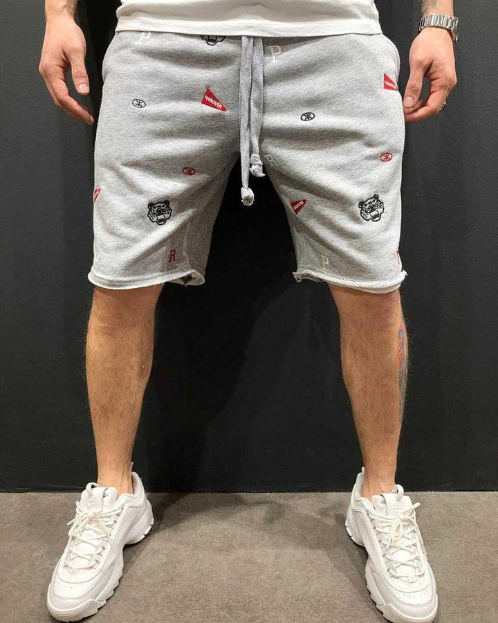 Herren Bequeme Sweatshorts mit farbenfrohen Logos und elastischem Bund Echoarchiv