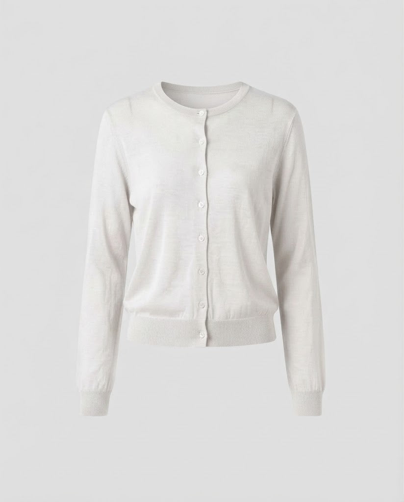 Damen Leichter Feinstrick-Cardigan mit feiner Knopfleiste und Rundhalsausschnitt Echo Archiv
