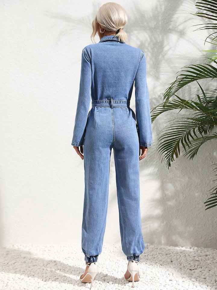 Echoarchiv | Jumpsuit mit Pattentasche und Jeansgürtel