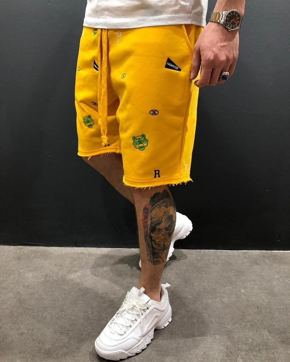 Herren Bequeme Sweatshorts mit farbenfrohen Logos und elastischem Bund Echoarchiv