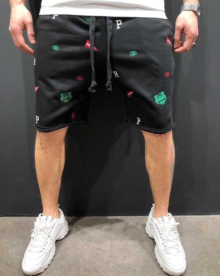 Herren Bequeme Sweatshorts mit farbenfrohen Logos und elastischem Bund Echoarchiv