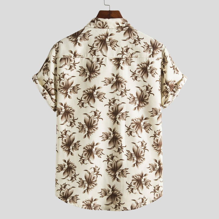 Herren Kurzarmhemd mit floralem Allover-Print und lockerer Passform Echoarchiv