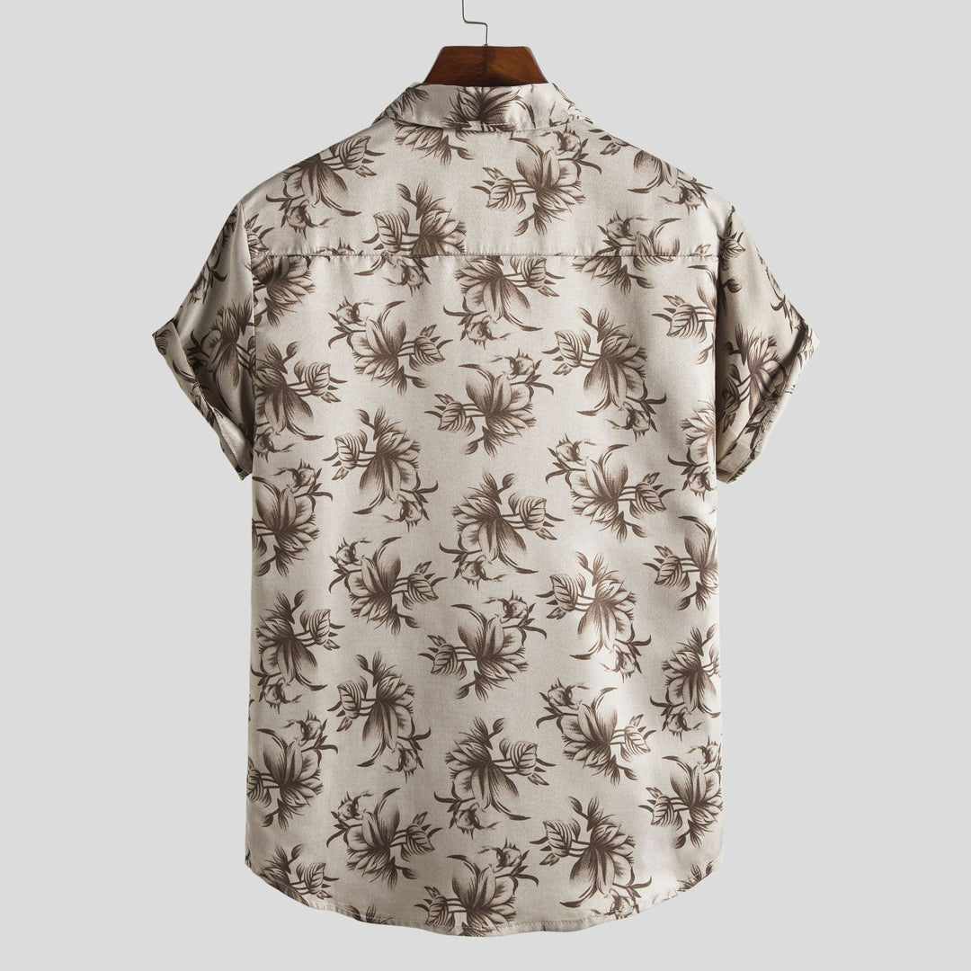 Herren Kurzarmhemd mit floralem Allover-Print und lockerer Passform Echoarchiv