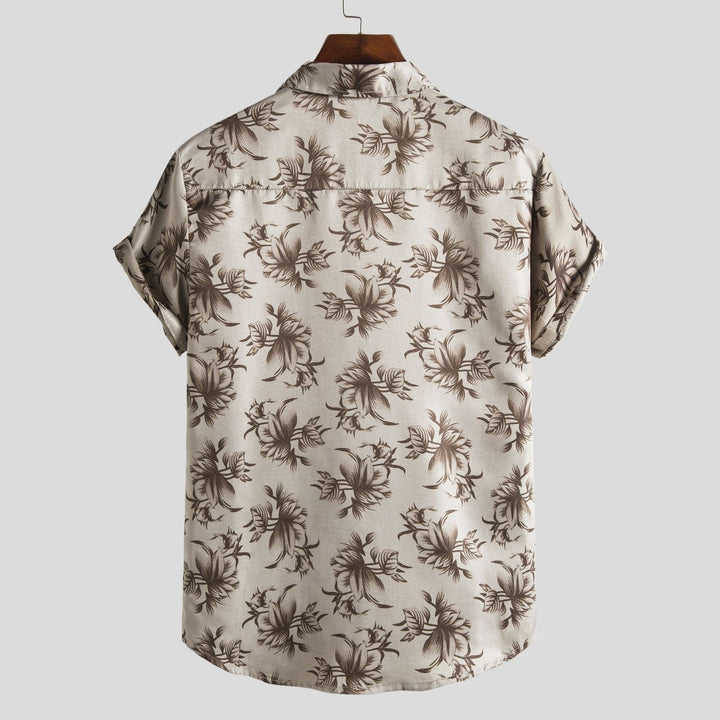 Herren Kurzarmhemd mit floralem Allover-Print und lockerer Passform Echoarchiv