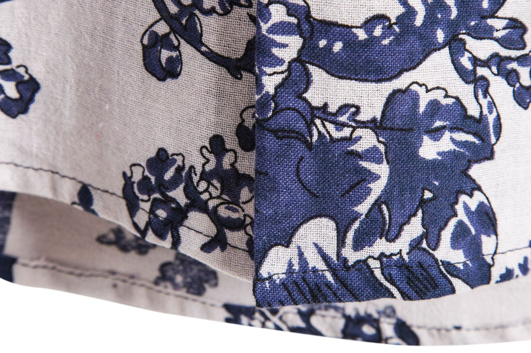 Herren Kurzarmhemd mit floralem Motiven und legerem Schnitt Echoarchiv