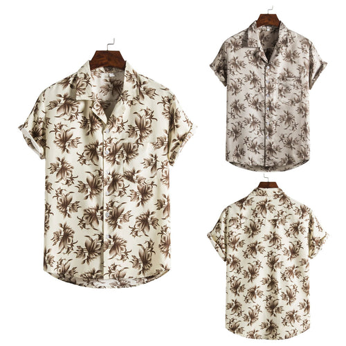 Herren Kurzarmhemd mit floralem Allover-Print und lockerer Passform Echoarchiv