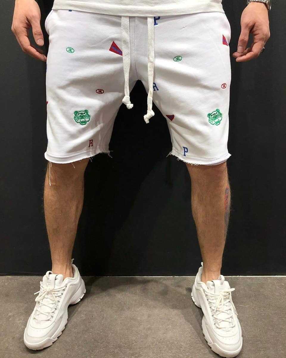 Herren Bequeme Sweatshorts mit farbenfrohen Logos und elastischem Bund Echoarchiv