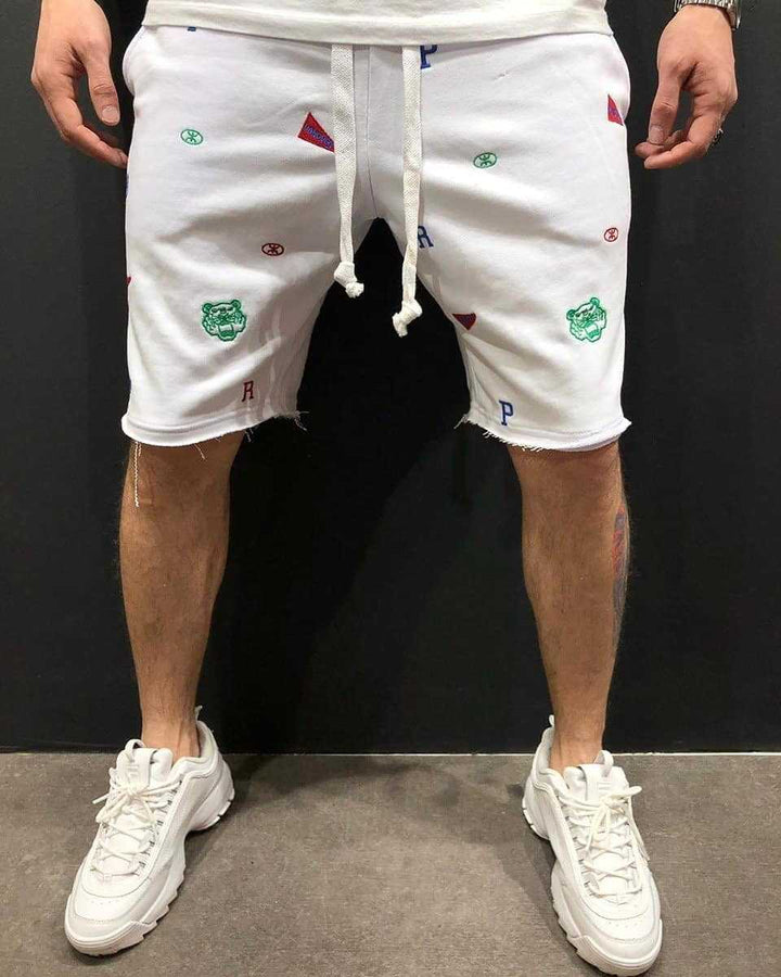 Herren Bequeme Sweatshorts mit farbenfrohen Logos und elastischem Bund Echoarchiv