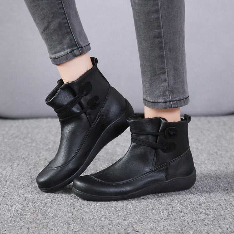 Damen nan gefütterte Stiefelette mit ergonomischer Keilsohle, weichem Innenfutter und dekorativen Schlaufen Echo Archiv