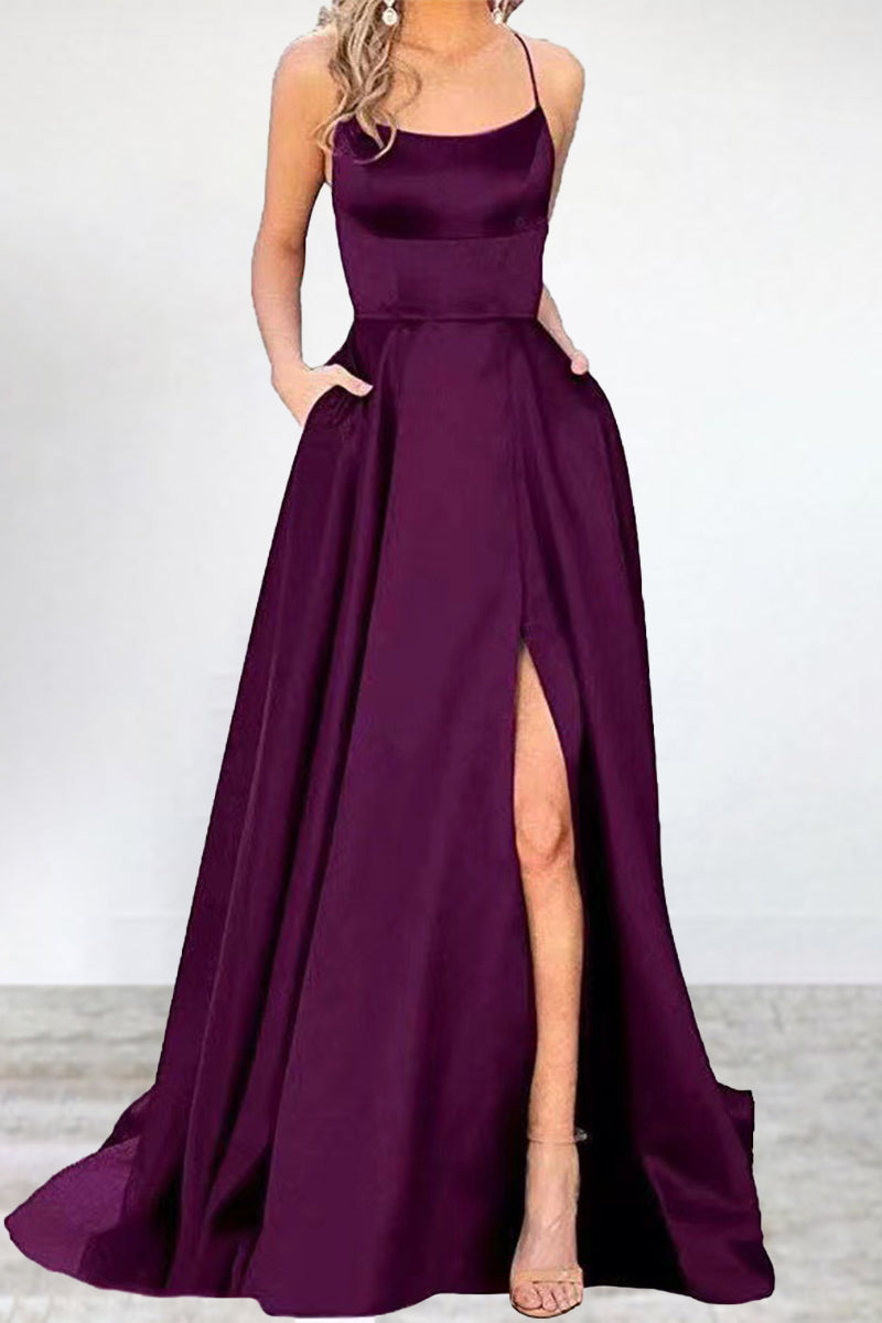 Echoarchiv | Sexy Formell Einfarbig Hohe Öffnung U Hals Abendkleid Kleider- 16 Farben