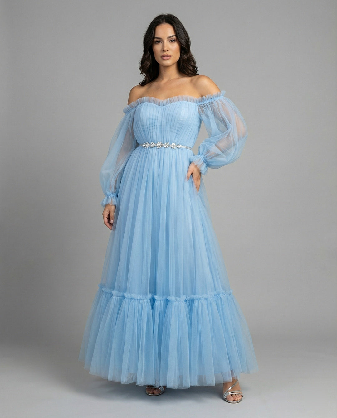 Echoarchiv | Elegantes Formelles Einfarbiges Patchwork Off-Shoulder Abendkleid Kleider - 3 Farben