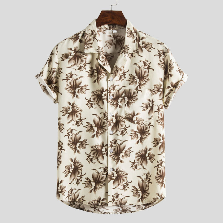 Herren Kurzarmhemd mit floralem Allover-Print und lockerer Passform Echoarchiv