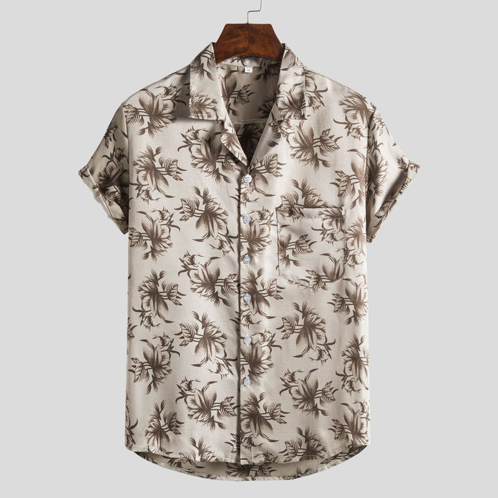 Herren Kurzarmhemd mit floralem Allover-Print und lockerer Passform Echoarchiv