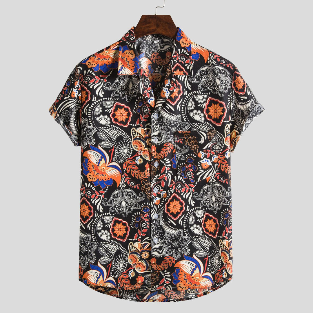 Herren Kurzarmhemd mit kreativem Allover-Design Echoarchiv