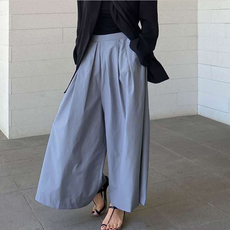 Damen Palazzo-Hose mit Faltenbund, hoher Taille und weitem Bein – Avélisse