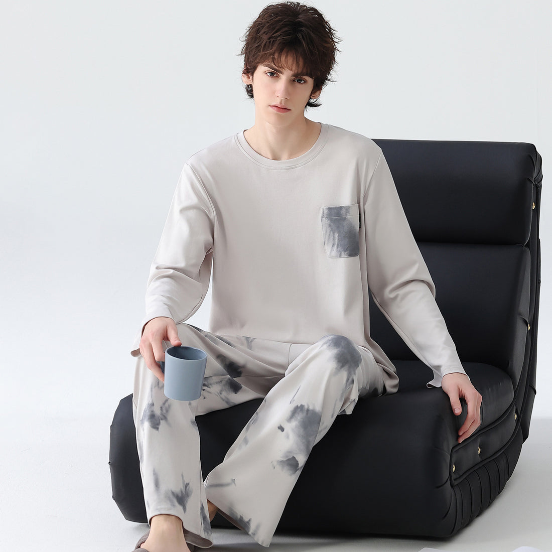 Herren-Pyjama-Set aus 100% Baumwolle, kariert