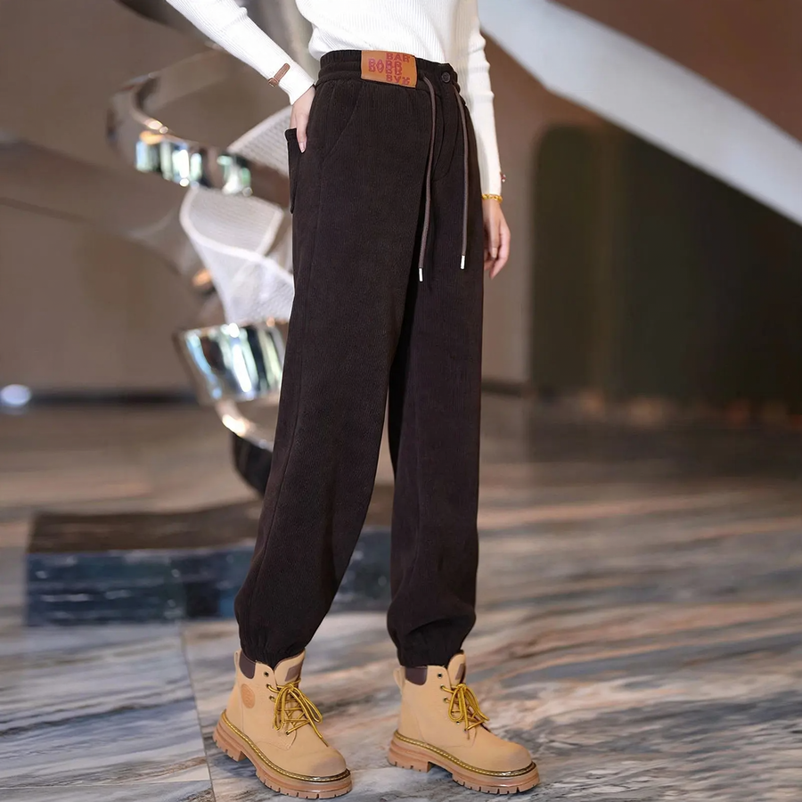 Cord-Hose für Damen, Karottenform, gefüttert