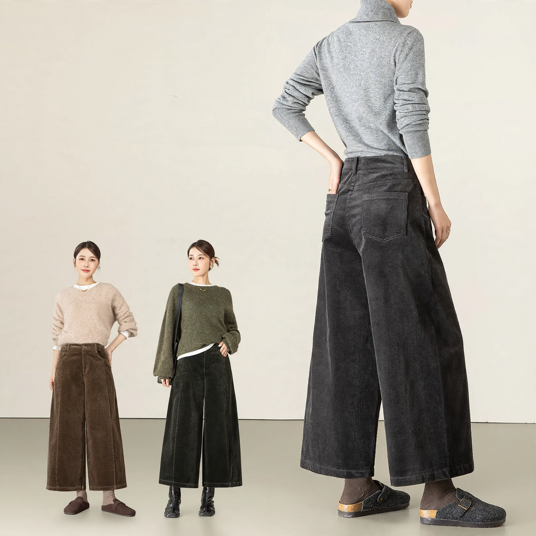 Kord-Hose in Kokon-Form, 7/8-Länge