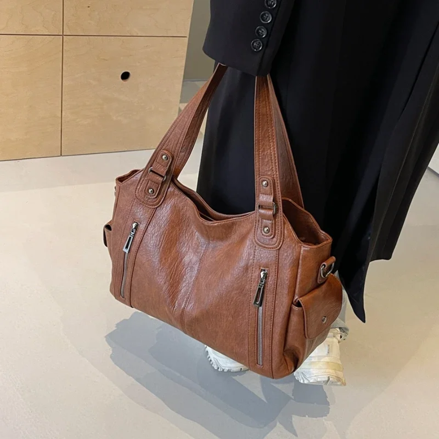 Stilvolle Lederhandtasche Mit Reißverschluss – Avelisse