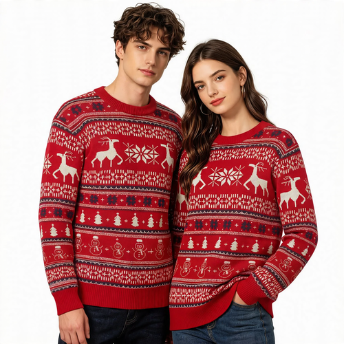 Weihnachtlicher Strickpullover mit Rentier-Motiv