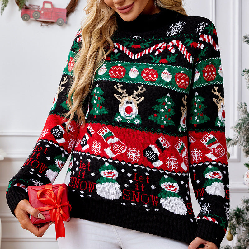 Damen-Weihnachtspullover mit Schneemann-Motiv