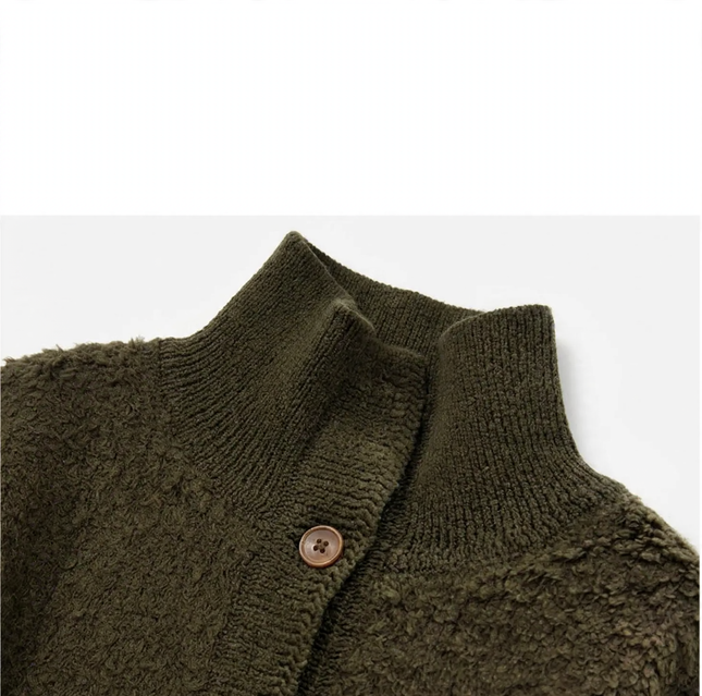 Damen-Strickjacke aus Wolle, hochgeschlossen