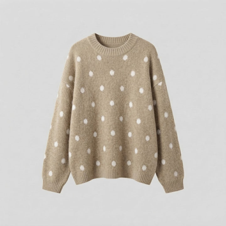 Damen Oversize Flauschpullover mit Tupfen, Rundhals und Raglanärmeln Echo Archiv